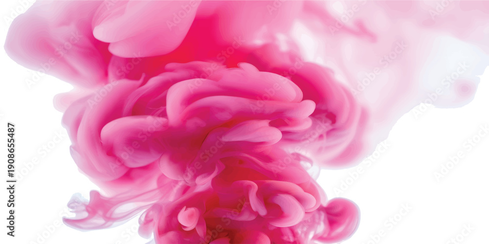 Fototapeta premium Abstract swirling crimson cloud formation against a pristine white background.