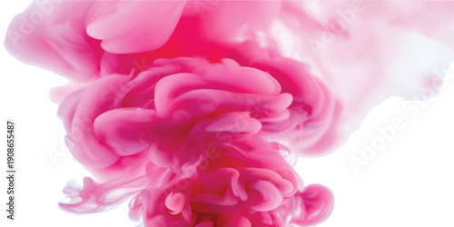 Abstract swirling crimson cloud formation against a pristine white background.