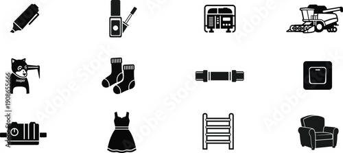 Collection of various household and furniture icons