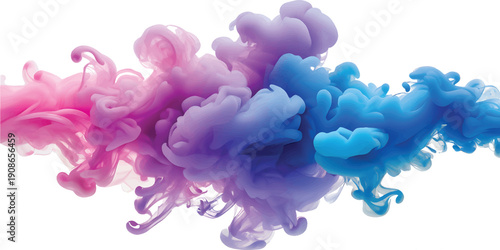 A vibrant splash of colorful ink creates an abstract, flowing design against a clean white background. This fluid artwork showcases a spectrum of hues.