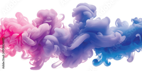 A rainbow colored cloud of paint on a white background. Generative AI.