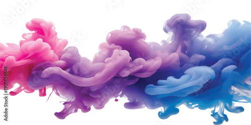 Bright and soft rainbow smoke waves, gently flowing on a white background in a clean.