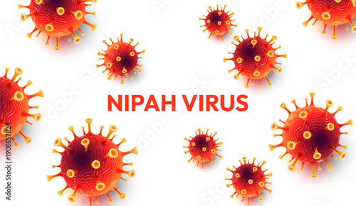 Nipah virus infection disease outbreak background concept. Virus cells medical vector illustration