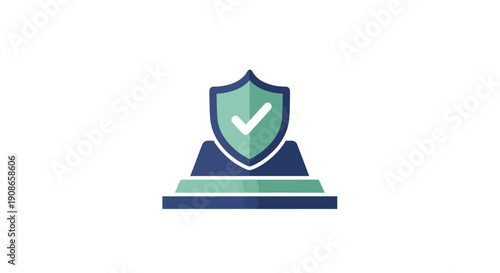 Green shield with white check mark.