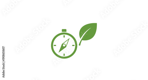 Green stopwatch with leaf eco time.