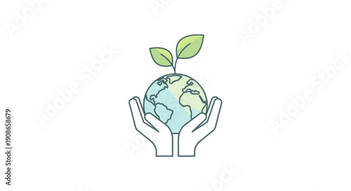 Hands holding a green earth globe.