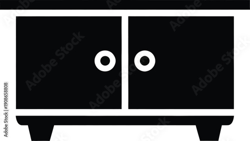 Simple black cabinet with two doors