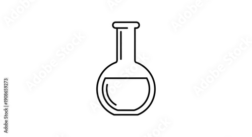 Laboratory Flask Simple Line Drawing Illustration.