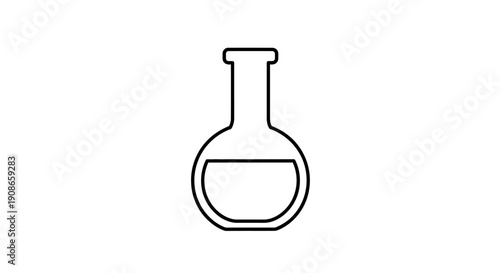 Laboratory Flask Simple Line Art Illustration.