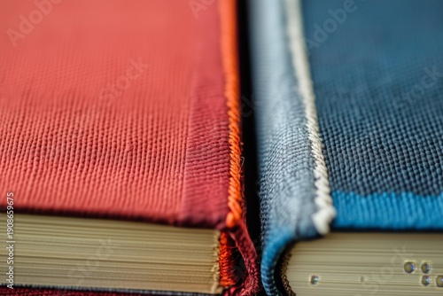 Wallpaper Mural Close view of two notebooks side by side showing different colors and textures in a study space during the day Torontodigital.ca