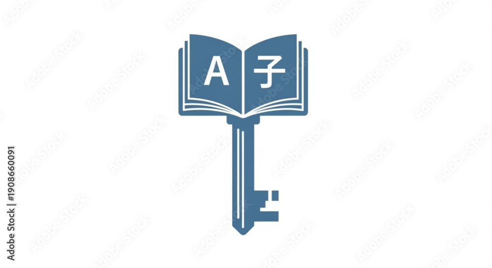 Obraz premium Unlock knowledge with a stylized key and book icon