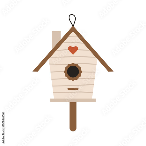 Cute birdhouse in flat style. Vector isolated illustration.