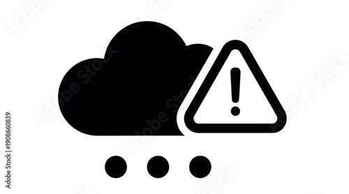 Black cloud with exclamation mark warning sign icon on for weather forecast or alert