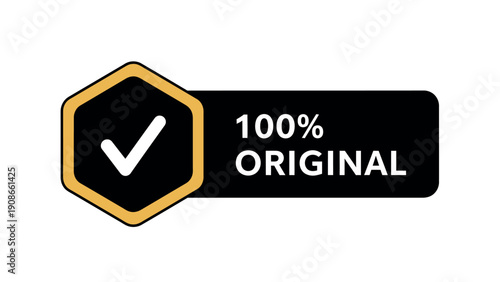 Black and yellow original guarantee badge with white checkmark and text