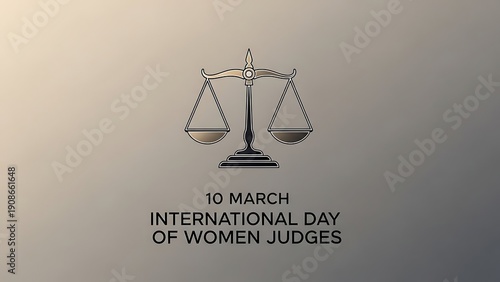 International day of women judges celebrated on tenth march with balance scale symbolizing justice and equality for women in law profession
