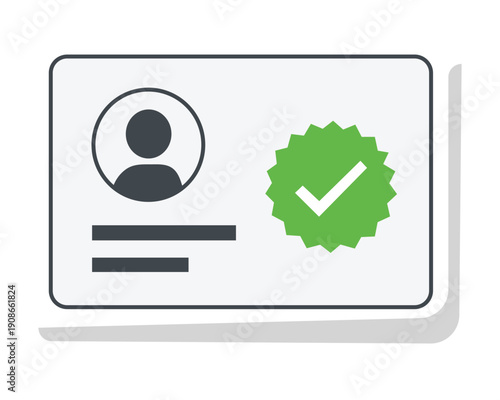 Digital identity verification concept with green check mark for secure online registration and user validation