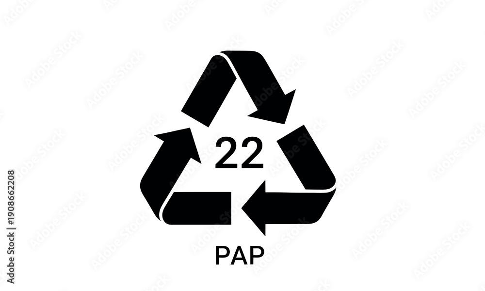 Obraz premium Black recycling symbol with arrows and number twenty two