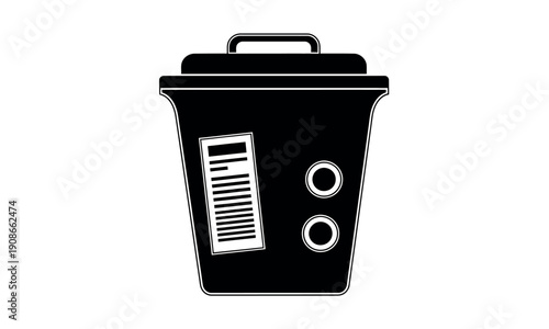 Black trash can with handle and pedal