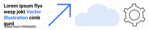Cloud, upward arrow, and gear showcasing technological growth and process optimization. Ideal for innovation, data, work process, strategy, development, progress simple landing page