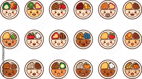 A fun collection of cartoon Easter egg characters with funny animal faces and smiles in a vector icon design set for children pizza 