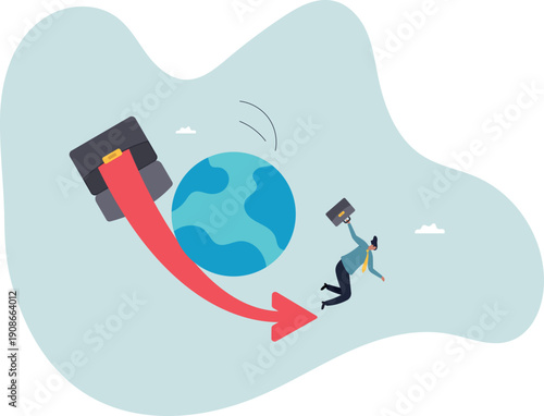 World economic recession, global financial crisis or international stock market crash, investment asset fall down,human life and situation.