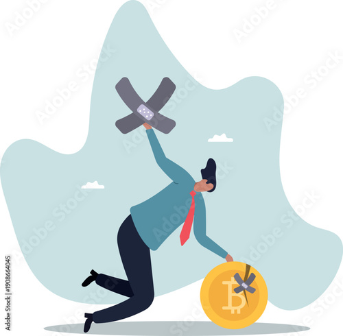 Bitcoin and cryptocurrency value return after crash or collapse, rescue or fix Bitcoin trading .human life and situation.