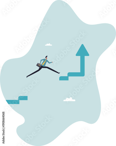 Overcome difficulty or obstacle to grow career path, challenge and risk to success and win business competition.human life and situation.