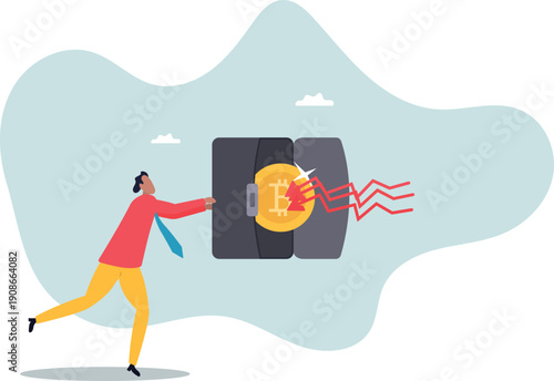 Bitcoin as safe haven of crypto and stock market crash, shield or guard in financial crisis or bubble burst,human life and situation.