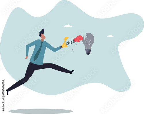 Pitching winner idea, disruption innovation or creativity to win business competition,human life and situation.