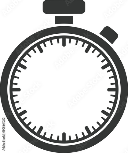 Black and white stopwatch vector illustration, time measurement icon, sports timing symbol, simple design graphic, modern isolated concept