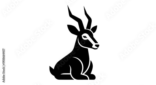 Black silhouette of antelope on white