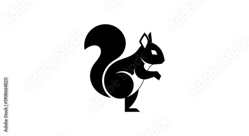 Black squirrel silhouette on white background