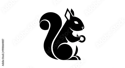 Black squirrel silhouette on white background
