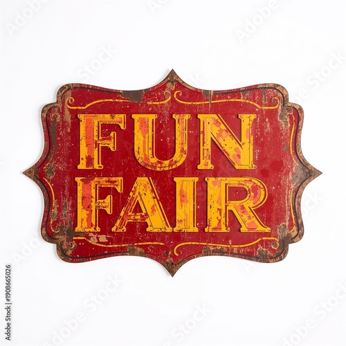 Metal fun fair sign isolated on a white background