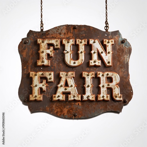 Metal fun fair sign isolated on a white background