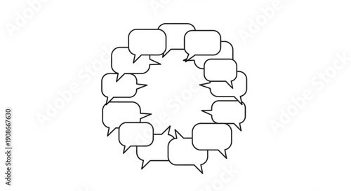 Speech bubbles in a circle for communication and discussion