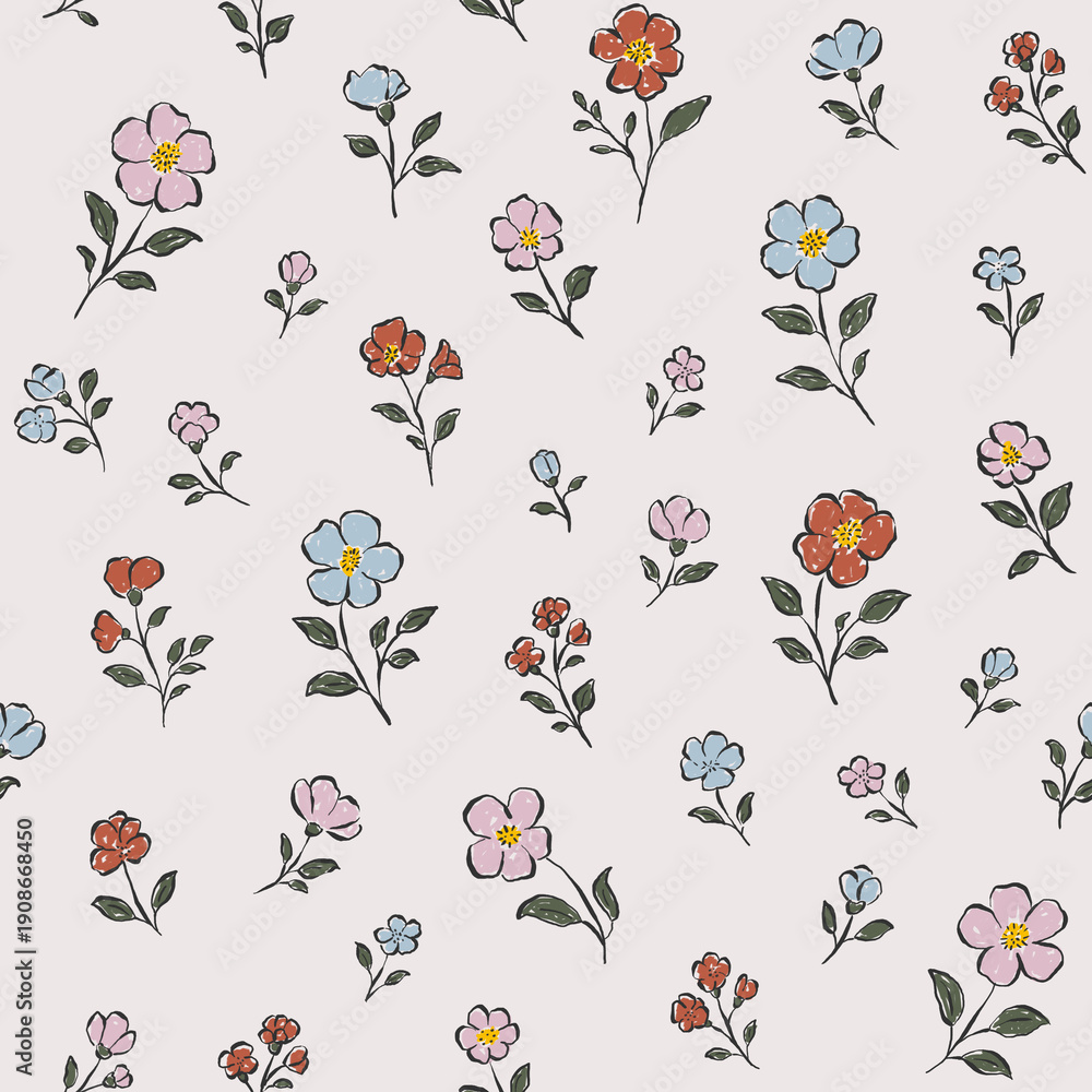 © Alarcon Studio - Patrón floral sin costuras en suaves tonos pastel. Diseño botánico dibujado a mano. © Alarcon Studio - Patrón floral sin costuras en suaves tonos pastel. Diseño botánico dibujado a mano.