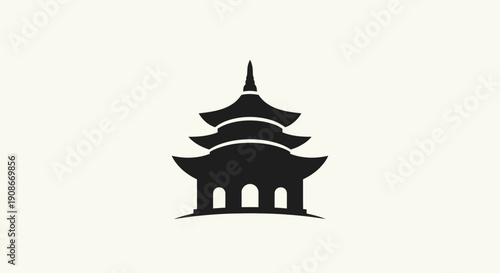 Black silhouette of traditional pagoda