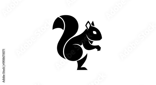 Black squirrel silhouette on white background