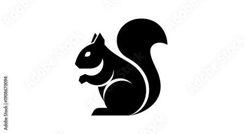 Black squirrel silhouette on white background