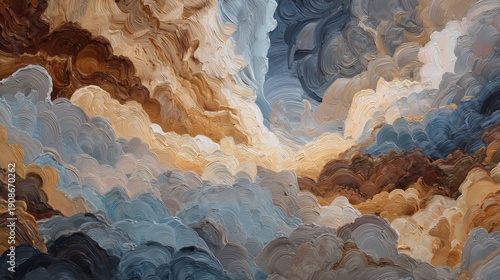 Wallpaper Mural Clouds fill the sky with different shades of blue, brown, and cream during sunset in an outdoor scene Torontodigital.ca