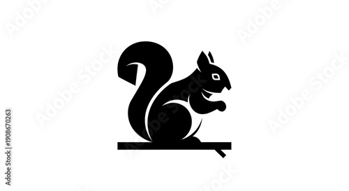 Black squirrel silhouette on white