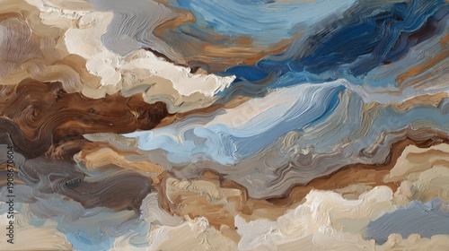 Wallpaper Mural Clouds in shades of brown and blue move across the sky during the afternoon in a scenic view with deeper hues in the background Torontodigital.ca