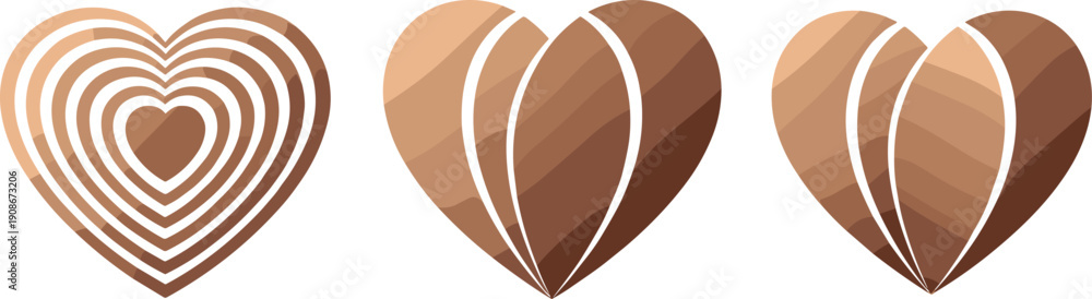 Fototapeta premium Stylized gradient heart vector illustration, layered concentric design, overlapping shapes artwork, romantic symbol, decorative love icon, abstract geometric composition