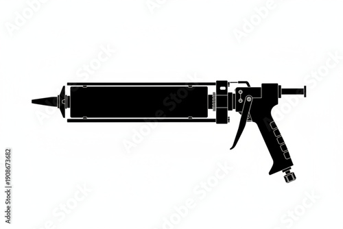 Caulking Gun: A precise silhouette captures a caulking gun. Ideal for DIY projects or construction themes, the image conveys functionality and utility.
