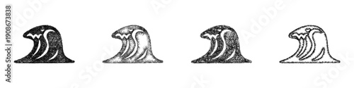 Sketch ocean wave icon design set