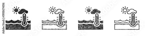 Sketch ocean climate icon design set