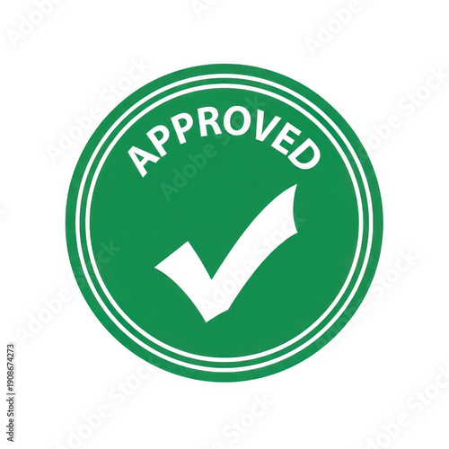 Green approved checkmark seal isolated on transparent background