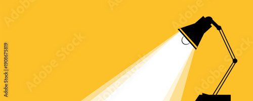 Cartoon night table, office desktop lamp. Comic brain electric lamp idea. FAQ business concept. Fun vector light bulb icon or sign ideas. Brilliant lightbulb education or invention pictogram banner.