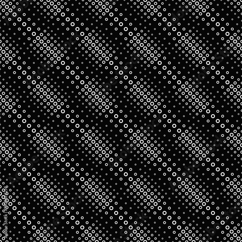 Abstract geometrical seamless ring pattern background - monochrome vector design